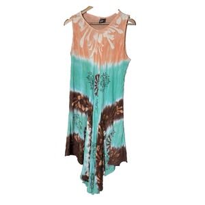 Ace Fashion Multicolored Blue Dress One Size Free Size Hippie boho festival